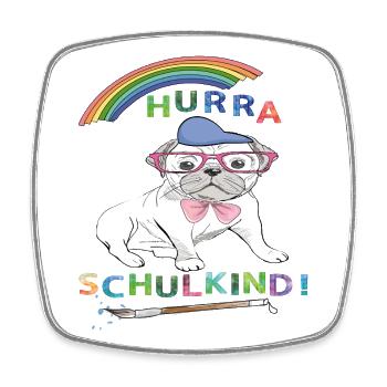 Hurra Schulkind - Viereckiger Kühlschrankmagnet - Weiß - Vorne