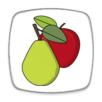 Fruit, Fruits, Apple, Pear - Square fridge magnet - white - Front