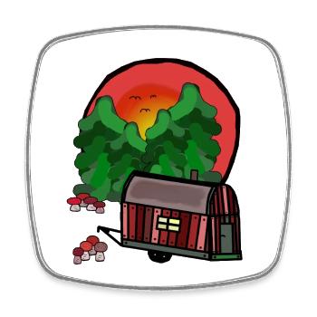 Bauwagen Natur Urlaubsreif Camping Campen - Viereckiger Kühlschrankmagnet - Weiß - Vorne
