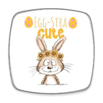 Egg-Stra Lapin de Pâques mignon disant motif de Pâques - Magnet carré - blanc - Devant
