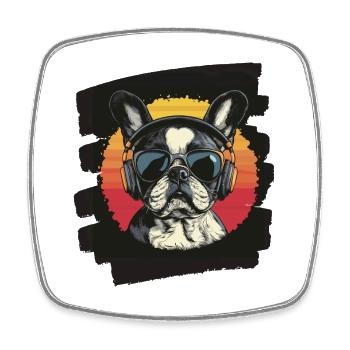 Frenchie Französische Bulldogge - Viereckiger Kühlschrankmagnet - Weiß - Vorne