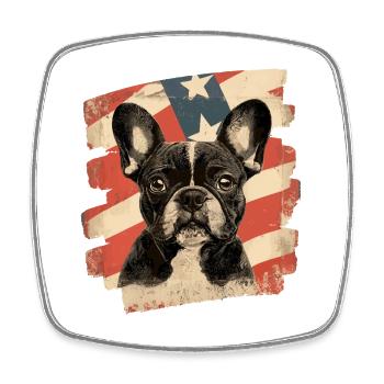Frenchie Französische Bulldogge - Viereckiger Kühlschrankmagnet - Weiß - Vorne