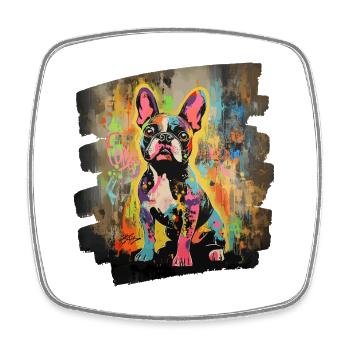 Frenchie Französische Bulldogge - Viereckiger Kühlschrankmagnet - Weiß - Vorne