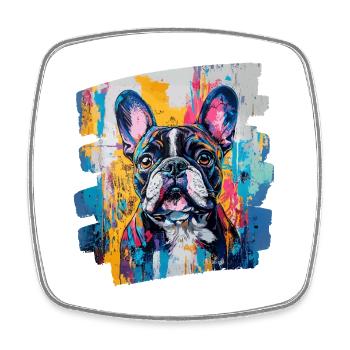 Frenchie Französische Bulldogge - Viereckiger Kühlschrankmagnet - Weiß - Vorne