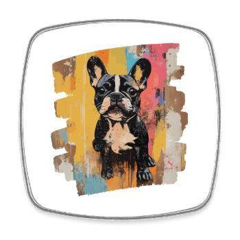 Frenchie Französische Bulldogge - Viereckiger Kühlschrankmagnet - Weiß - Vorne