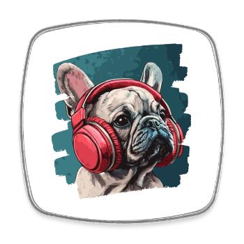 Frenchie Französische Bulldogge - Viereckiger Kühlschrankmagnet - Weiß - Vorne