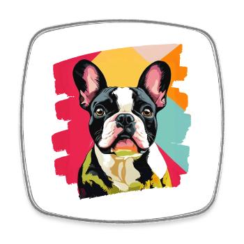 Frenchie Französische Bulldogge - Viereckiger Kühlschrankmagnet - Weiß - Vorne
