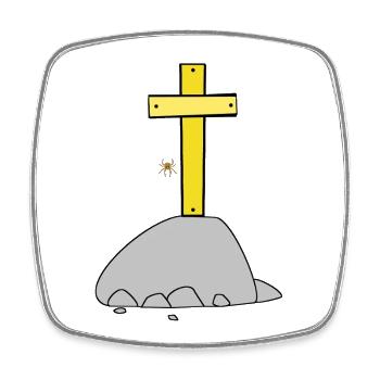 Halloween Cross Crosses Spider - Square fridge magnet - white - Front