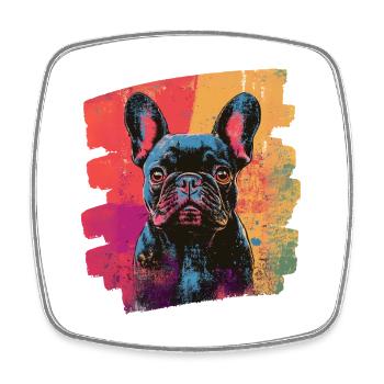 Frenchie Französische Bulldogge - Viereckiger Kühlschrankmagnet - Weiß - Vorne