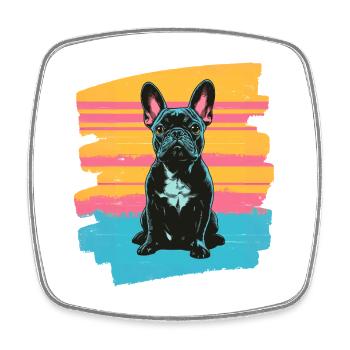 Frenchie Französische Bulldogge - Viereckiger Kühlschrankmagnet - Weiß - Vorne
