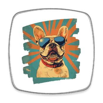 Frenchie Französische Bulldogge - Viereckiger Kühlschrankmagnet - Weiß - Vorne