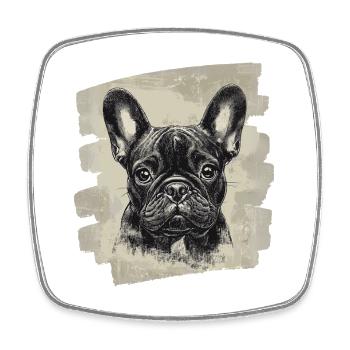 Frenchie Französische Bulldogge - Viereckiger Kühlschrankmagnet - Weiß - Vorne