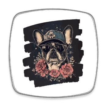 Frenchie Französische Bulldogge - Viereckiger Kühlschrankmagnet - Weiß - Vorne