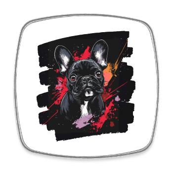 Frenchie Französische Bulldogge - Viereckiger Kühlschrankmagnet - Weiß - Vorne