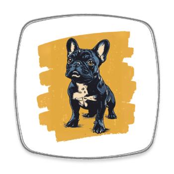 Frenchie Französische Bulldogge - Viereckiger Kühlschrankmagnet - Weiß - Vorne