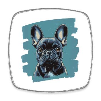 Frenchie Französische Bulldogge - Viereckiger Kühlschrankmagnet - Weiß - Vorne