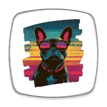 Frenchie Französische Bulldogge - Viereckiger Kühlschrankmagnet - Weiß - Vorne