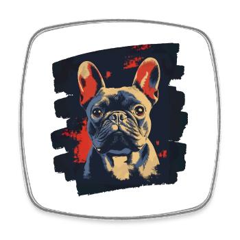 Frenchie Französische Bulldogge - Viereckiger Kühlschrankmagnet - Weiß - Vorne