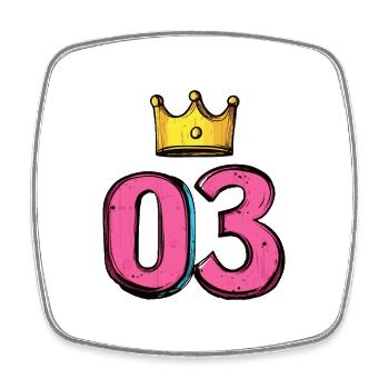 Couronne à 3 chiffres - Magnet carré - blanc - Devant