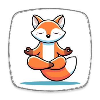 Meditating Fox – Relaxing Illustration - Square fridge magnet - white - Front
