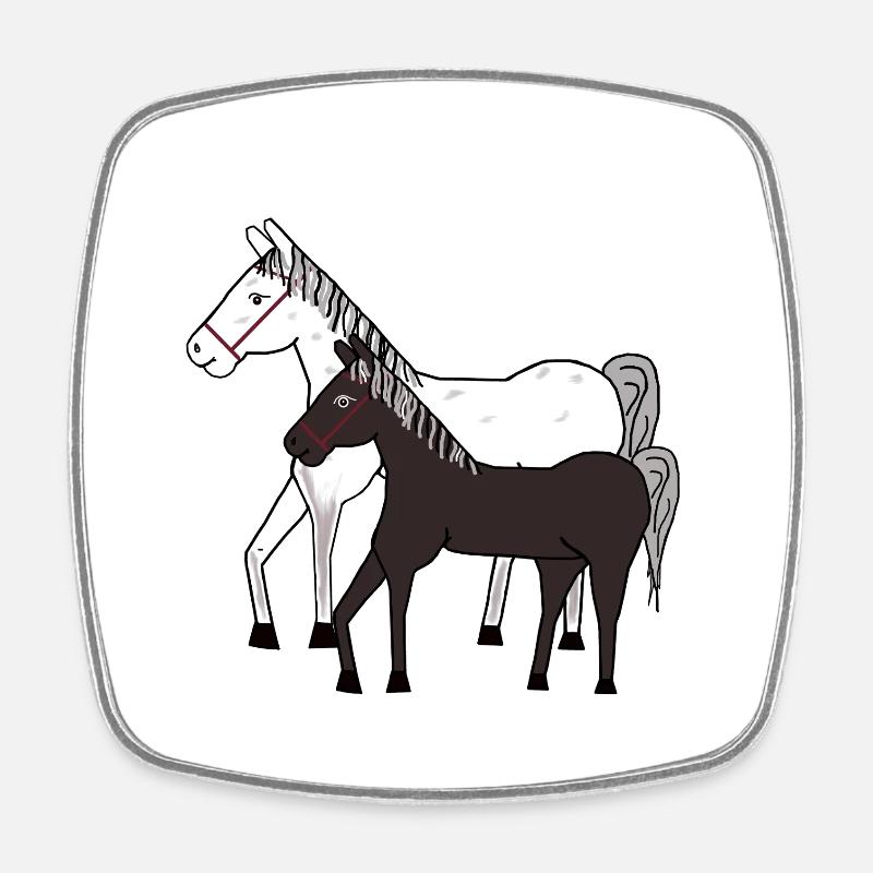 Pferd Pferde Pony - Viereckiger Kühlschrankmagnet - Weiß