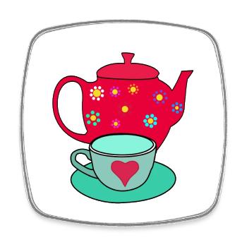 Teekanne Tee Teetasse Frühstück Getränke - Viereckiger Kühlschrankmagnet - Weiß - Vorne