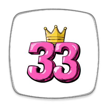 33 Number Krone - Square fridge magnet - white - Front