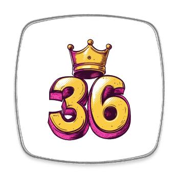 36 Number Crown - Square fridge magnet - white - Front