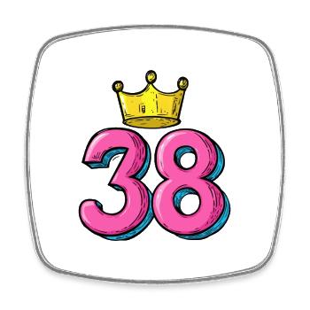 38 Number Krone - Square fridge magnet - white - Front