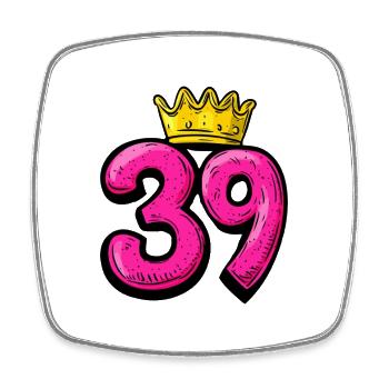 39 Number Crown - Square fridge magnet - white - Front