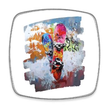 Snowboarder powder snow - Square fridge magnet - white - Front