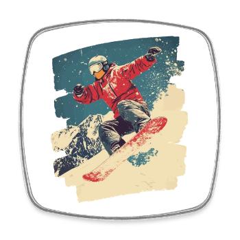 Snowboarder powder snow - Square fridge magnet - white - Front