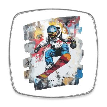 Snowboarder powder snow - Square fridge magnet - white - Front