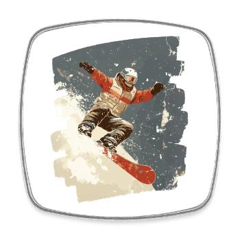 Snowboarder powder snow - Square fridge magnet - white - Front