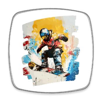 Snowboarder Pulverschnee - Viereckiger Kühlschrankmagnet - Weiß - Vorne