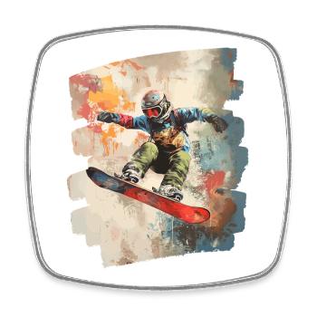 Snowboarder powder snow - Square fridge magnet - white - Front