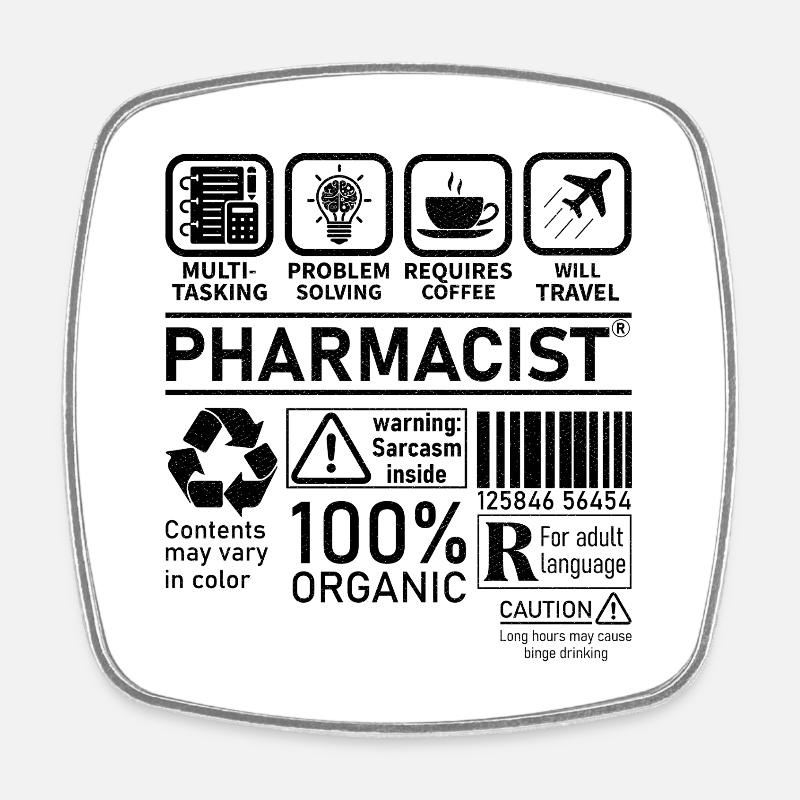 Pharmacist multi tasking problem solving - Square fridge magnet - white