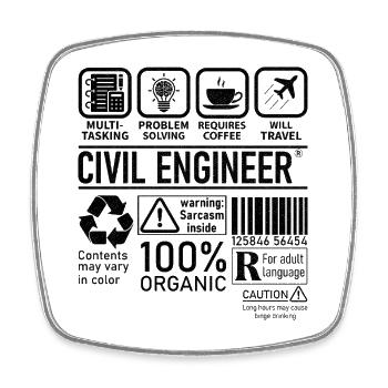 Civil Engineer multi tasking problem solving - Square fridge magnet - white - Front