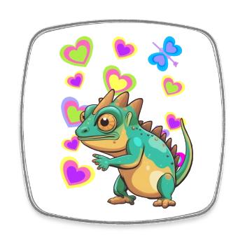 Dino Dinos Kids Enfant Bébé Bambins - Magnet carré - blanc - Devant