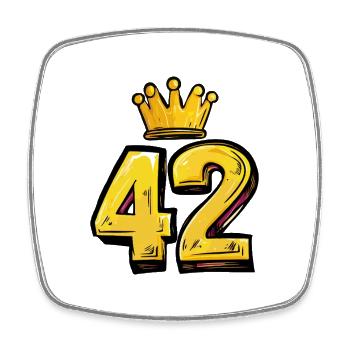 42 Nombre Couronne - Magnet carré - blanc - Devant