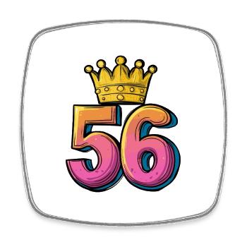 56 Nombre Couronne - Magnet carré - blanc - Devant