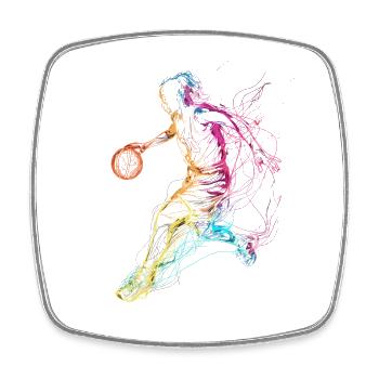 Basketteur - Magnet carré - blanc - Devant