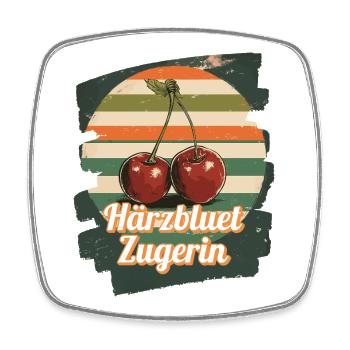 Härzbluetzugerin Zuger Chriesi Kirschen Kanton Zug - Viereckiger Kühlschrankmagnet - Weiß - Vorne