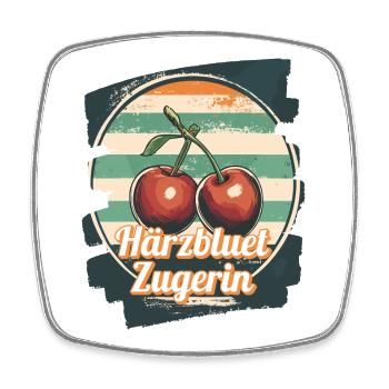 Härzbluetzugerin Zuger Chriesi Kirschen Kanton Zug - Viereckiger Kühlschrankmagnet - Weiß - Vorne