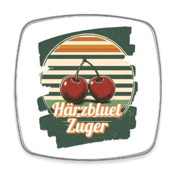Härzbluetzuger Zuger Chriesi Kirschen Kanton Zug - Viereckiger Kühlschrankmagnet - Weiß - Vorne