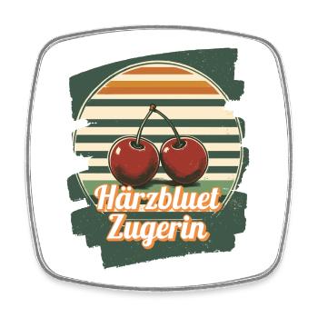 Härzbluetzugerin Zuger Chriesi Kirschen Kanton Zug - Viereckiger Kühlschrankmagnet - Weiß - Vorne
