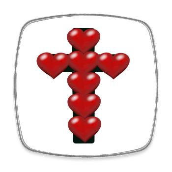 Heart Hearts Cross Crosses Crucifix - Square fridge magnet - white - Front