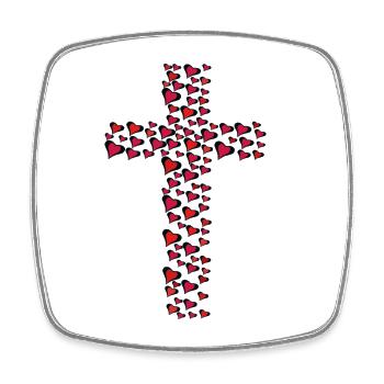 Herz Herzen Kreuz Kreuze Kruzifix - Viereckiger Kühlschrankmagnet - Weiß - Vorne