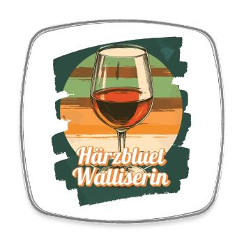 Härzbluetwalliser Walliserin Wein Kanton Wallis - Viereckiger Kühlschrankmagnet - Weiß - Vorne