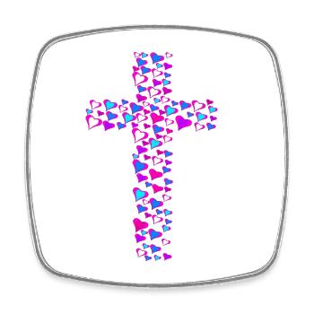 Croix Croix Cœur de Jésus Cœur - Magnet carré - blanc - Devant